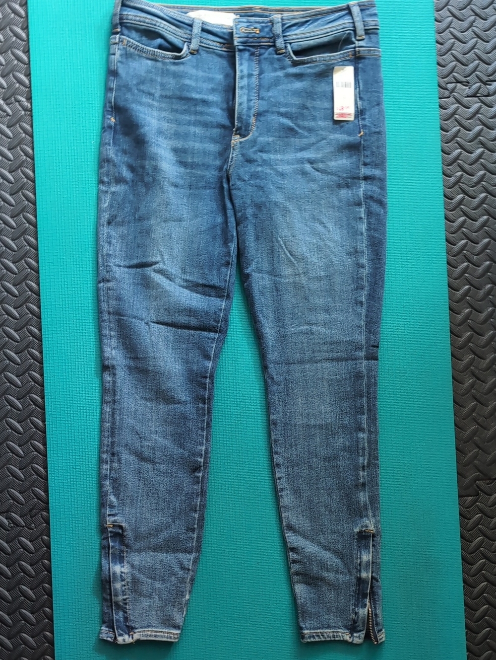 Anthropologie High Rise Skinny Stretch Ankle Jeans W/ Zipper Details